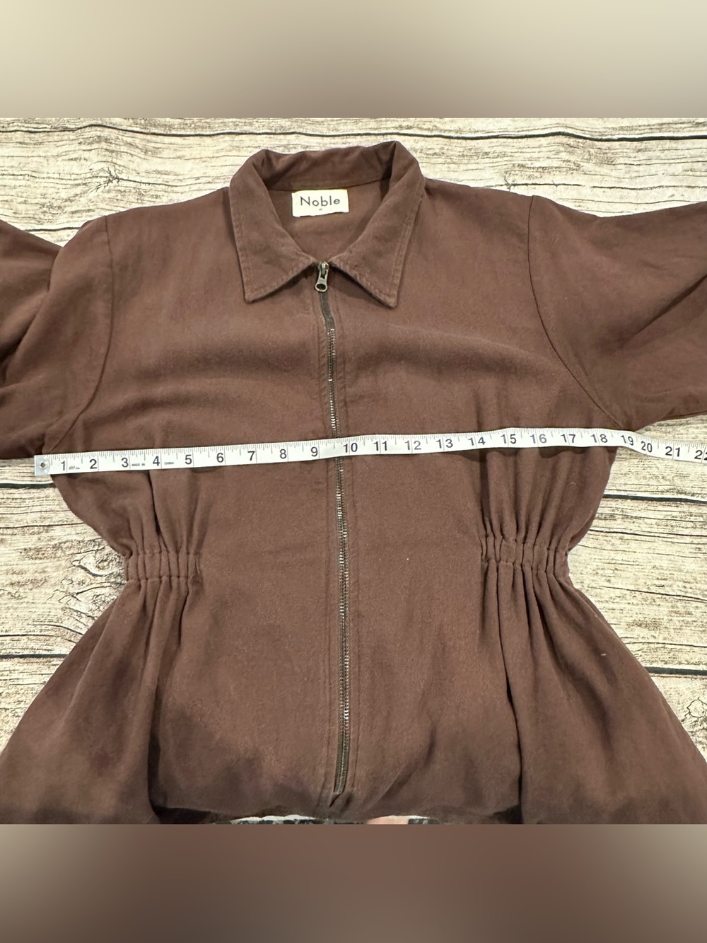 Noble Utility Dress in Chocolate Brown Zip Front; Organic Size Medium - Picture 7 of 8